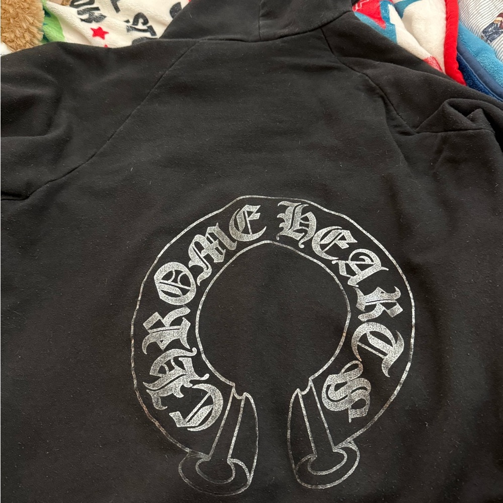 Vintage Chrome Hearts Foil Black Zip Hoodie